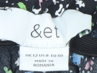 Women's Floral Skirt by &et, Size 12, Black, Viscose