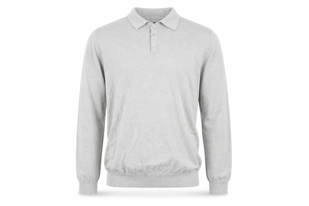 Brave Soul Men's Grey Long Sleeve Polo L