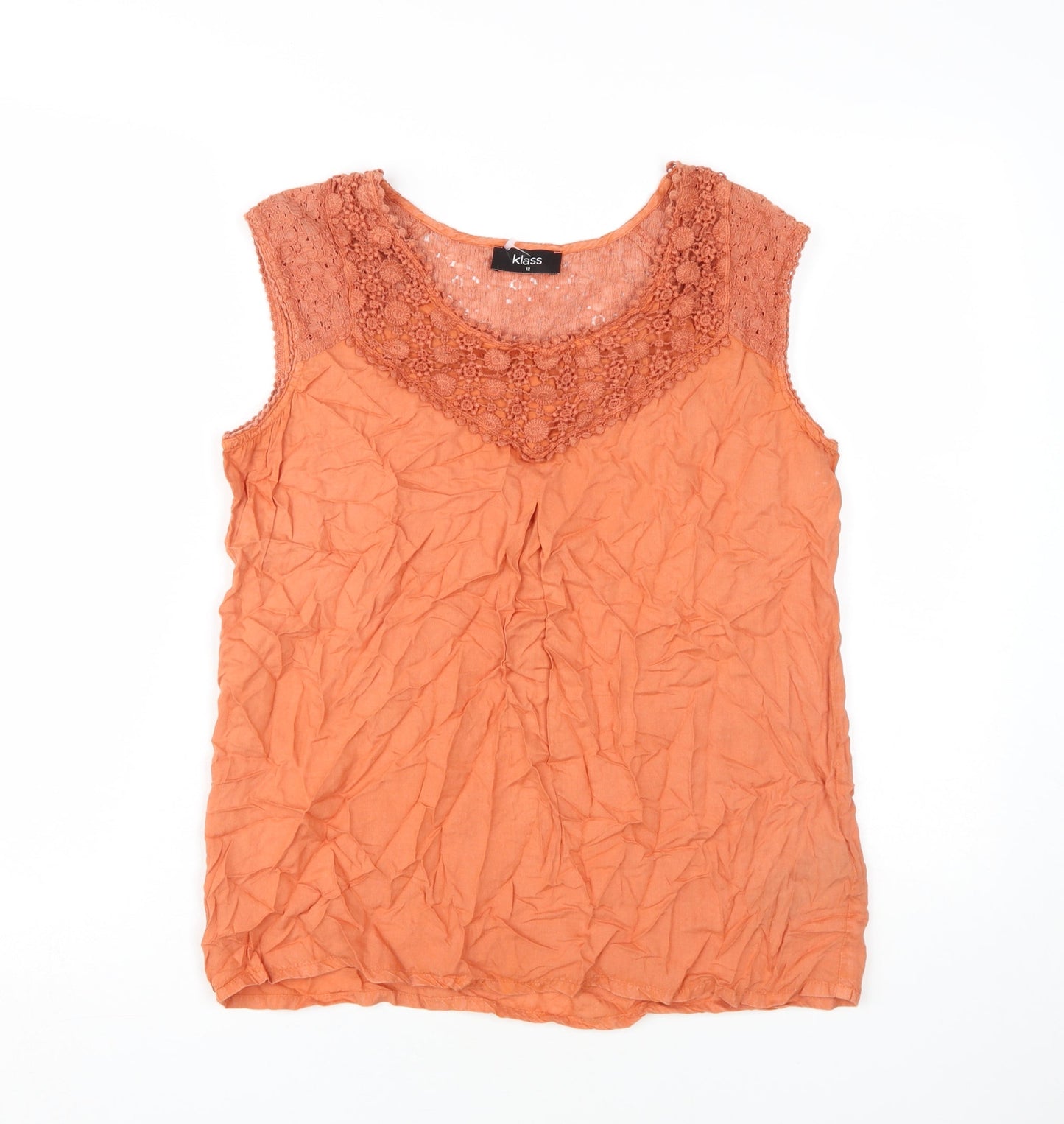 Womens UK Size 12 Klass Orange Viscose Blend Blouse
