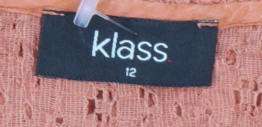 Womens UK Size 12 Klass Orange Viscose Blend Blouse