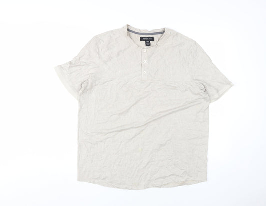 Kenneth Cole Men's Beige Henley T-Shirt L