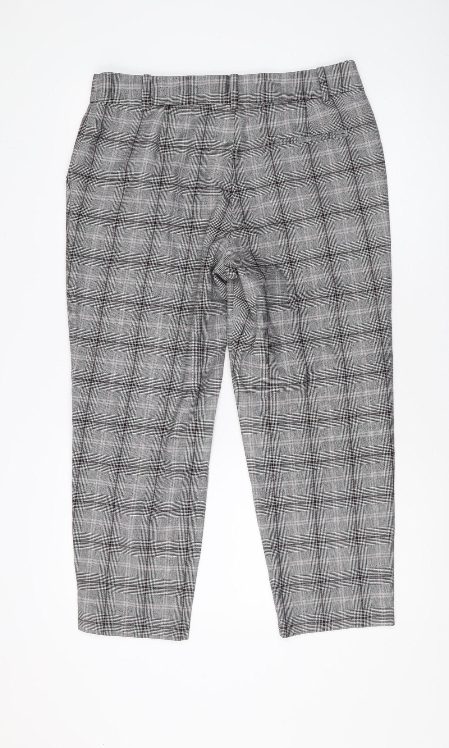 Next Women's Grey Check Trousers Size 14L