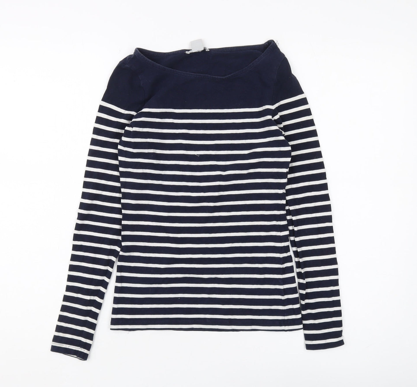 H&M Women's Black Striped Boat Neck Jersey T-Shirt Size 8