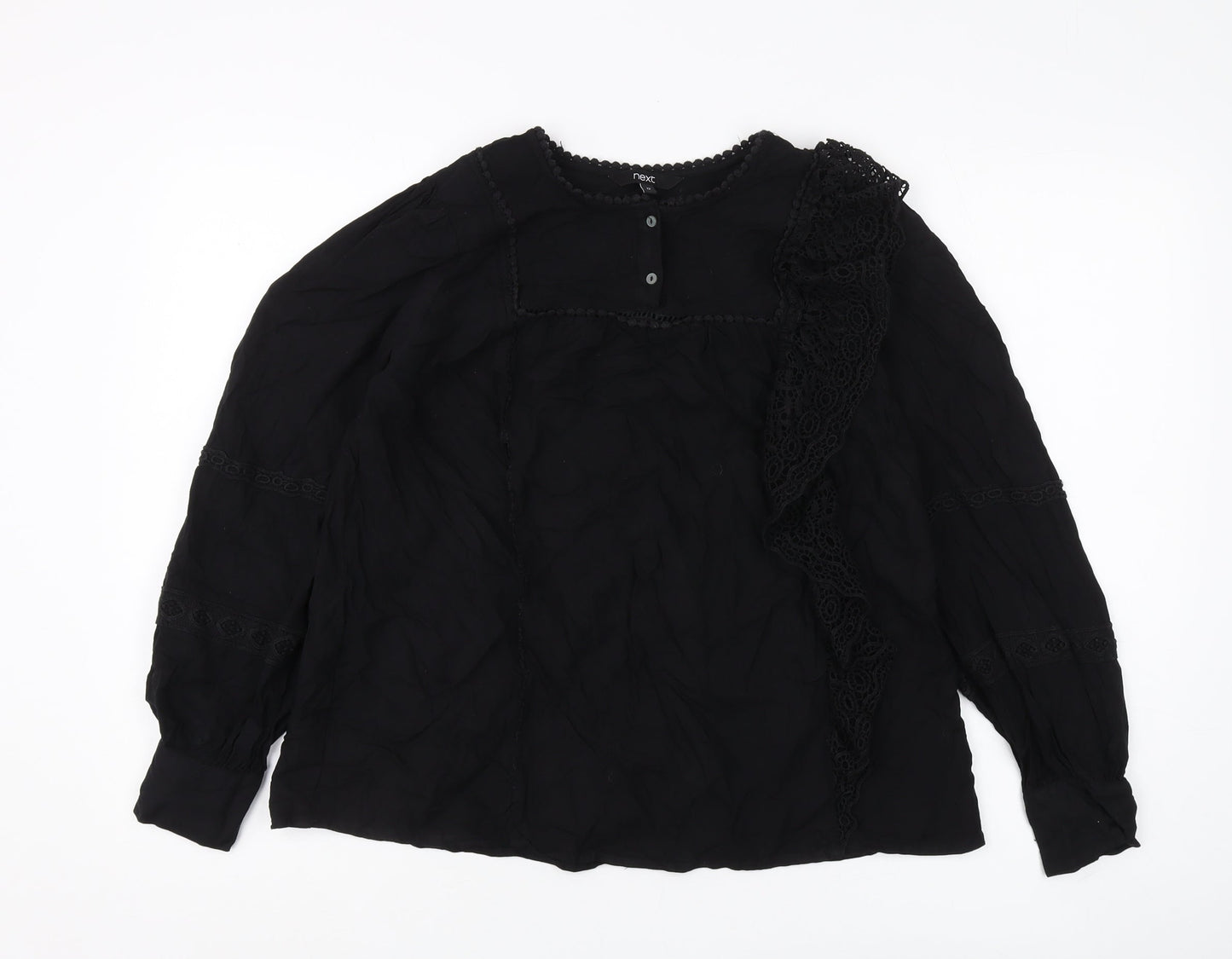 Next Women’s Black 12 Lace Accent Long Sleeve Blouse