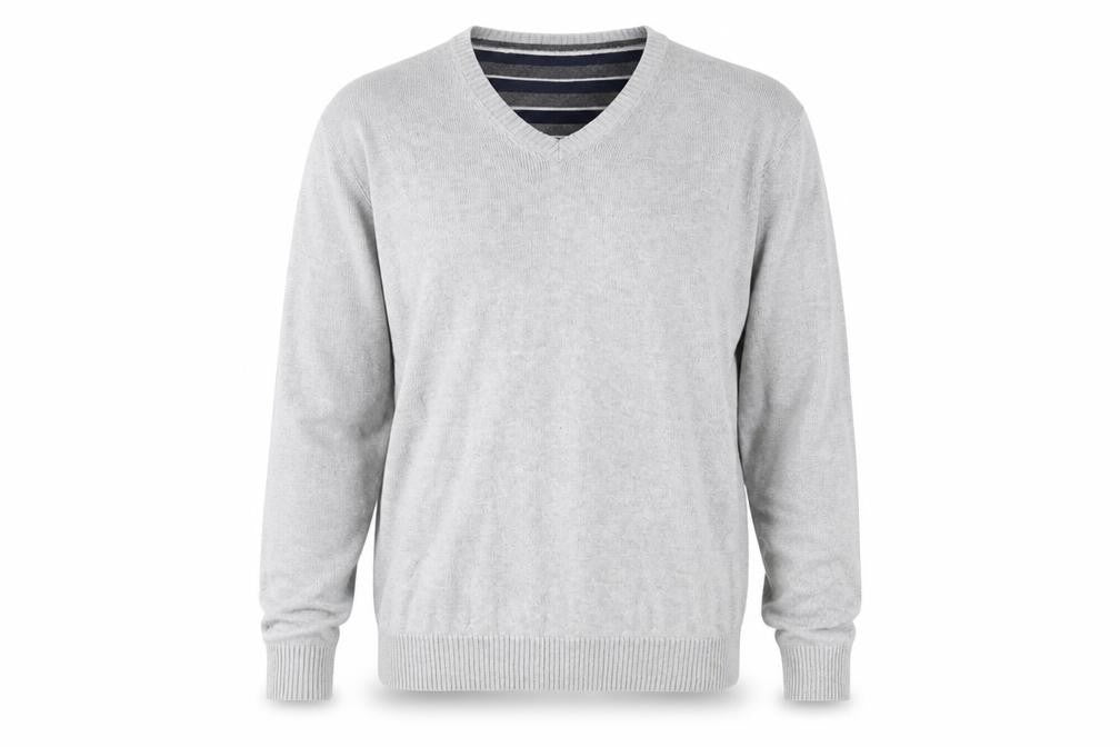 Marks and Spencer Men's Grey V-Neck Pullover Jumper