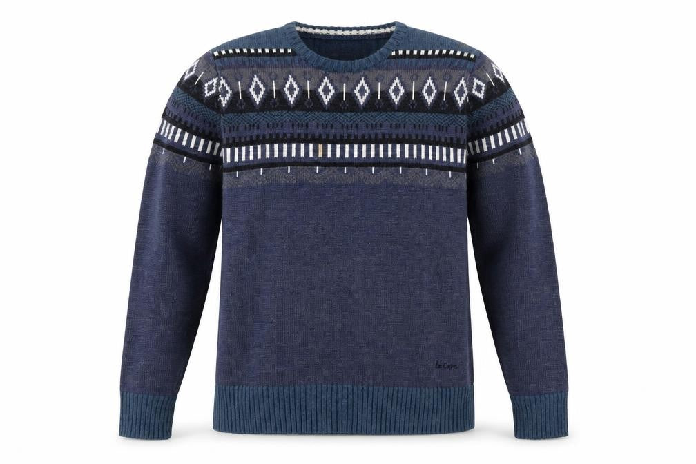 Lee Cooper Men's Blue Geometric Knit Pullover - XL