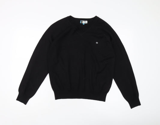 Vintage King Men's Black V-Neck Pullover Jumper L