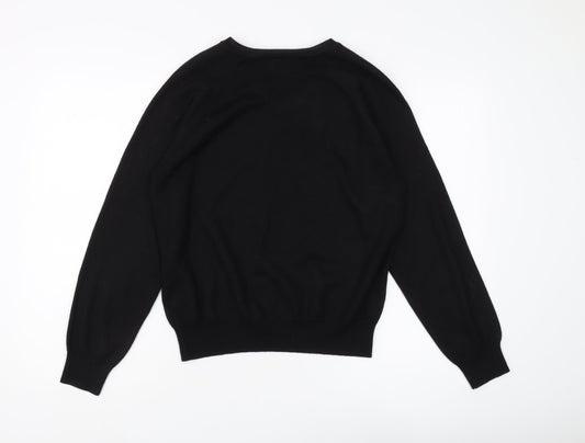 Vintage King Men's Black V-Neck Pullover Jumper L