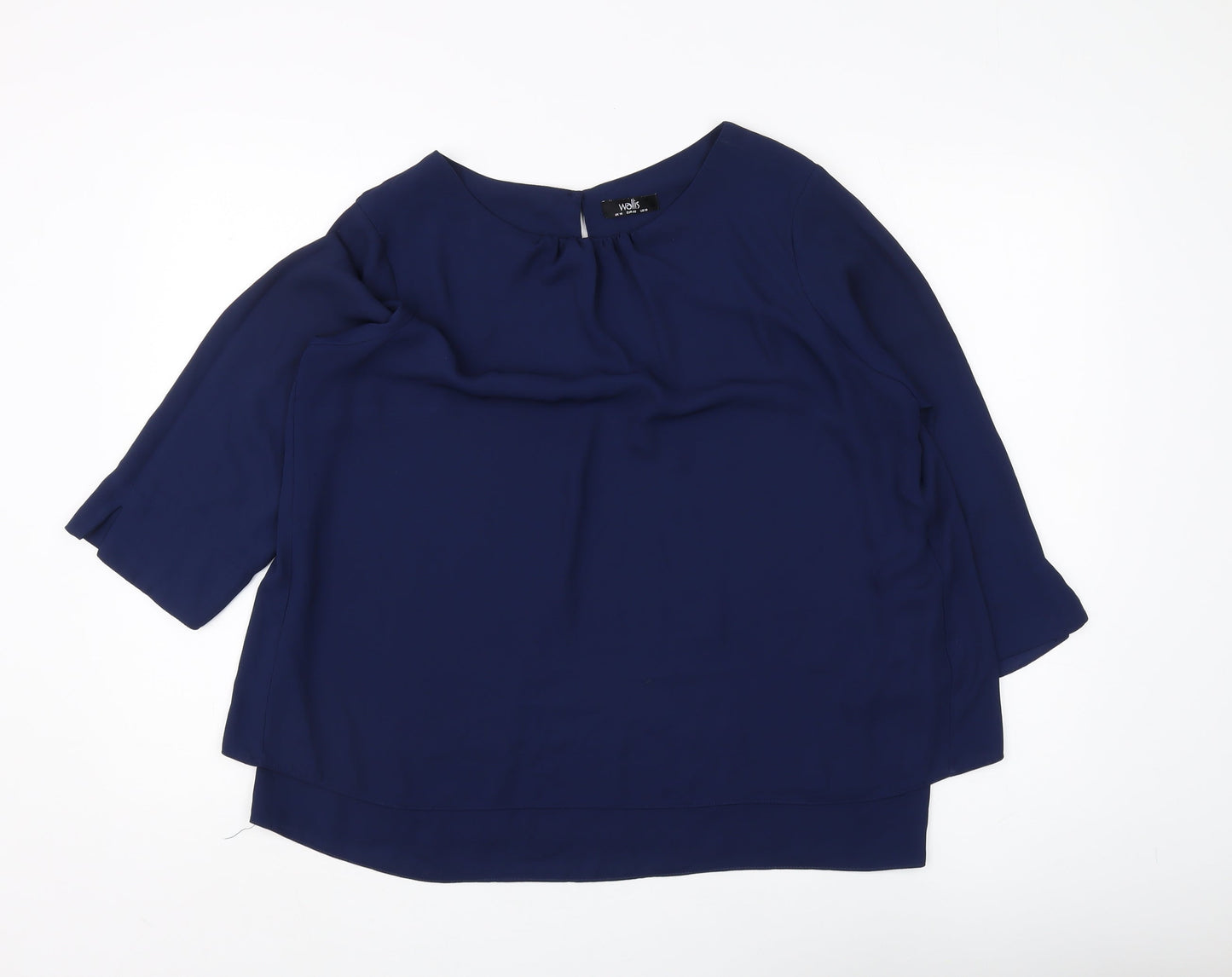 Wallis Women's Blue Blouse Size 14 3/4 Sleeve Casual