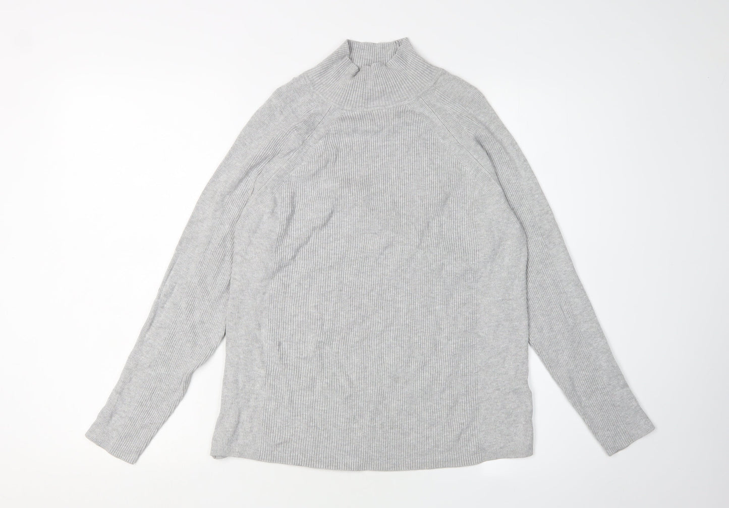 Marks and Spencer Women's Grey Mock Neck Jumper Size 16