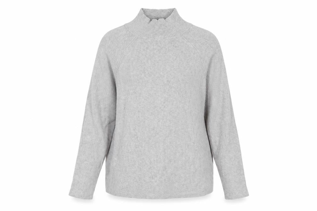 Marks and Spencer Women's Grey Mock Neck Jumper Size 16