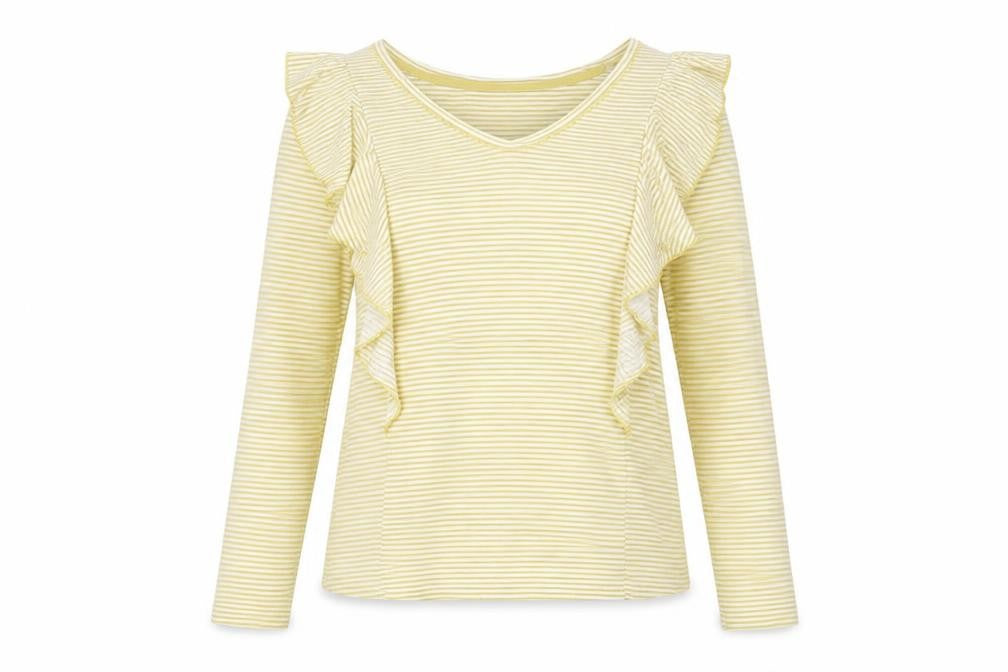 Next Women's Yellow Striped Ringer T-Shirt, Size 8