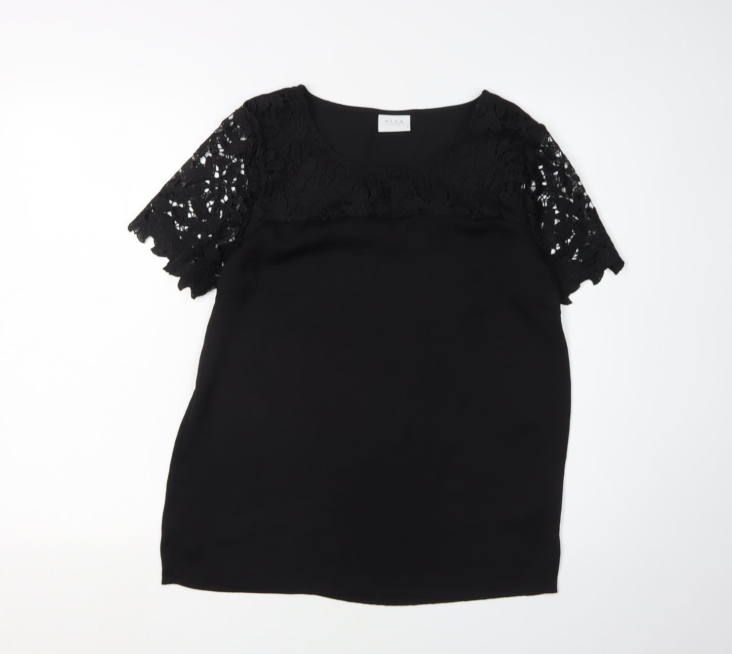 Vila Women's Black Lace Blouse, Size S, Casual Style