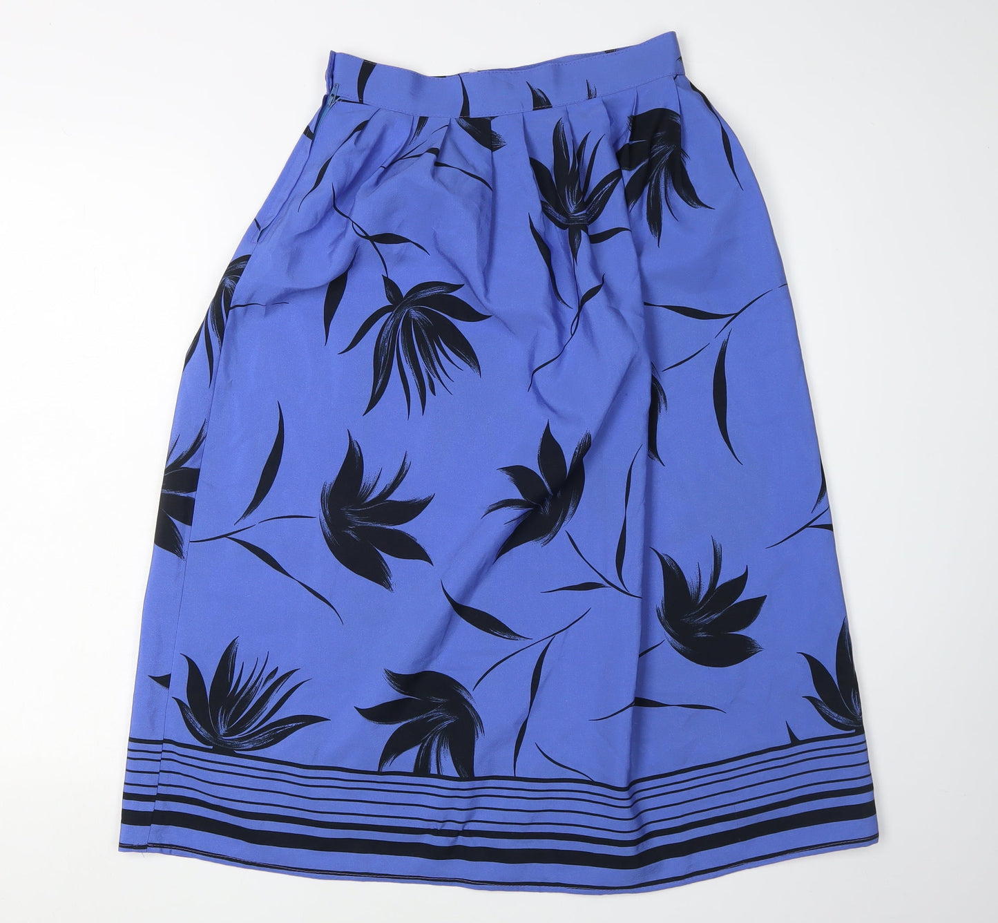 Katrina Women's Blue A-Line Floral Midi Skirt Size 12