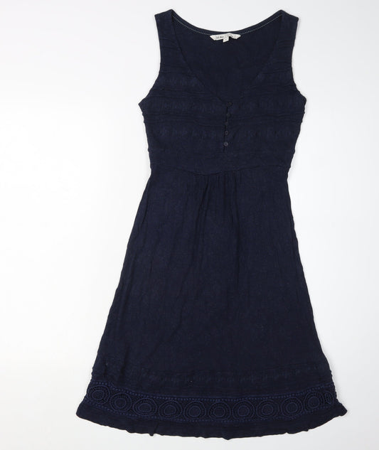 Fat Face Women's Blue V-Neck Sleeveless Dress Size 8