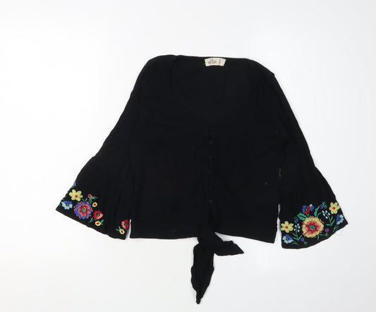 Hollister Women's Black Embroidered Bohemian Blouse, S