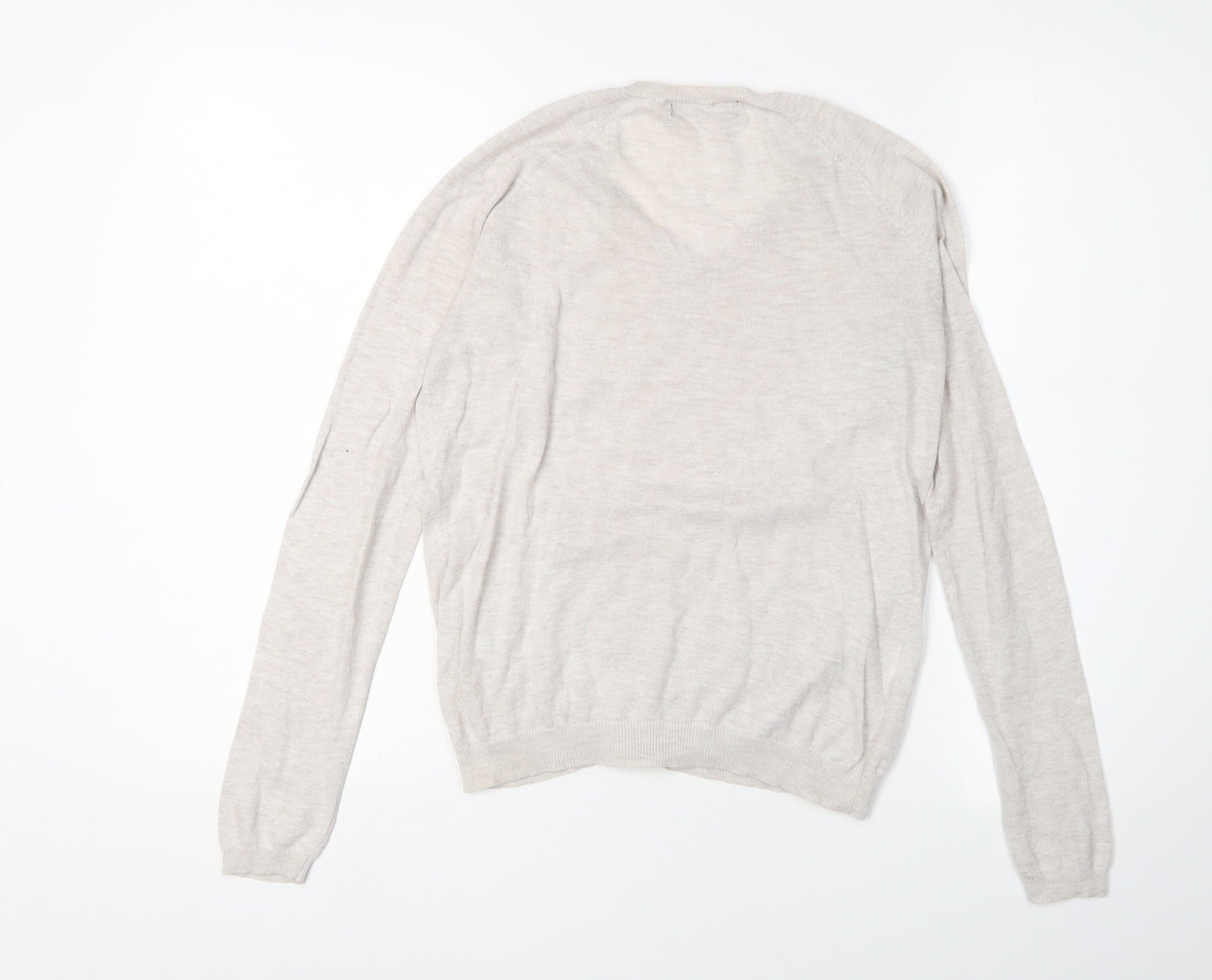 Mango Women's Beige V-Neck Pullover XS Jumper