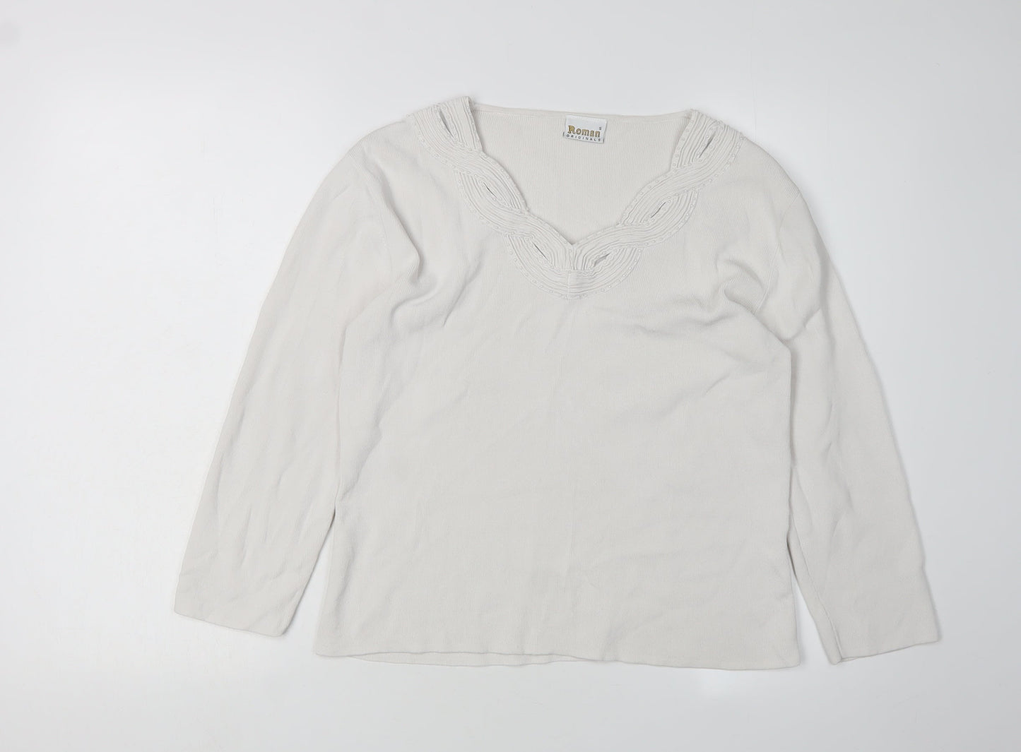 Roman Originals Women's Ivory V-Neck Long Sleeve Jumper