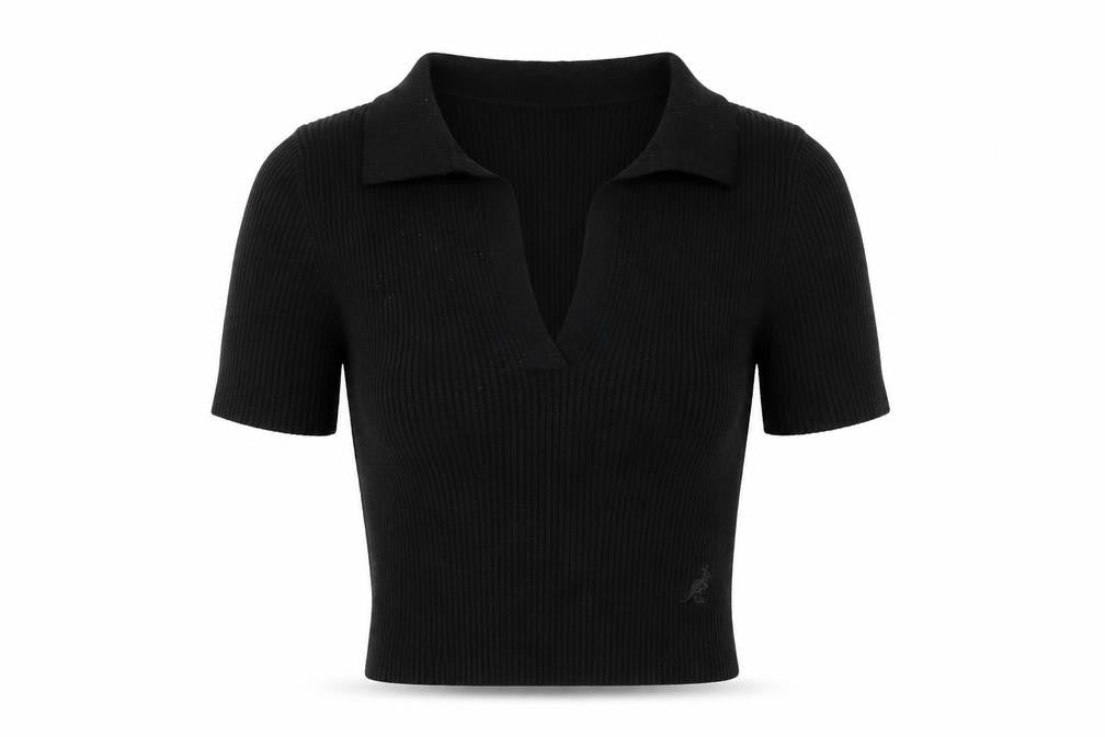 Womens UK 14 Regular Kangol Black Collared Tight-Knit