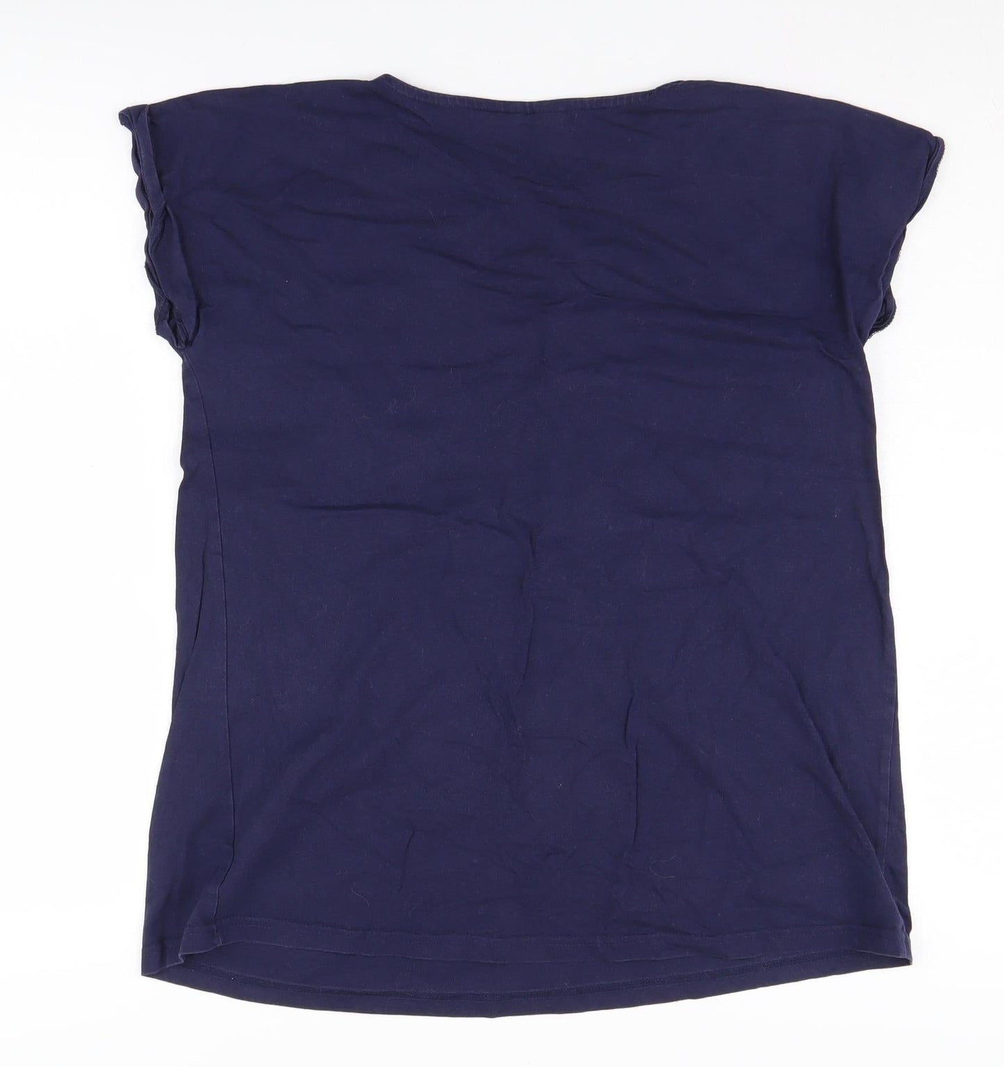 JoJo Maman Bébé Women's Blue Cotton T-Shirt S