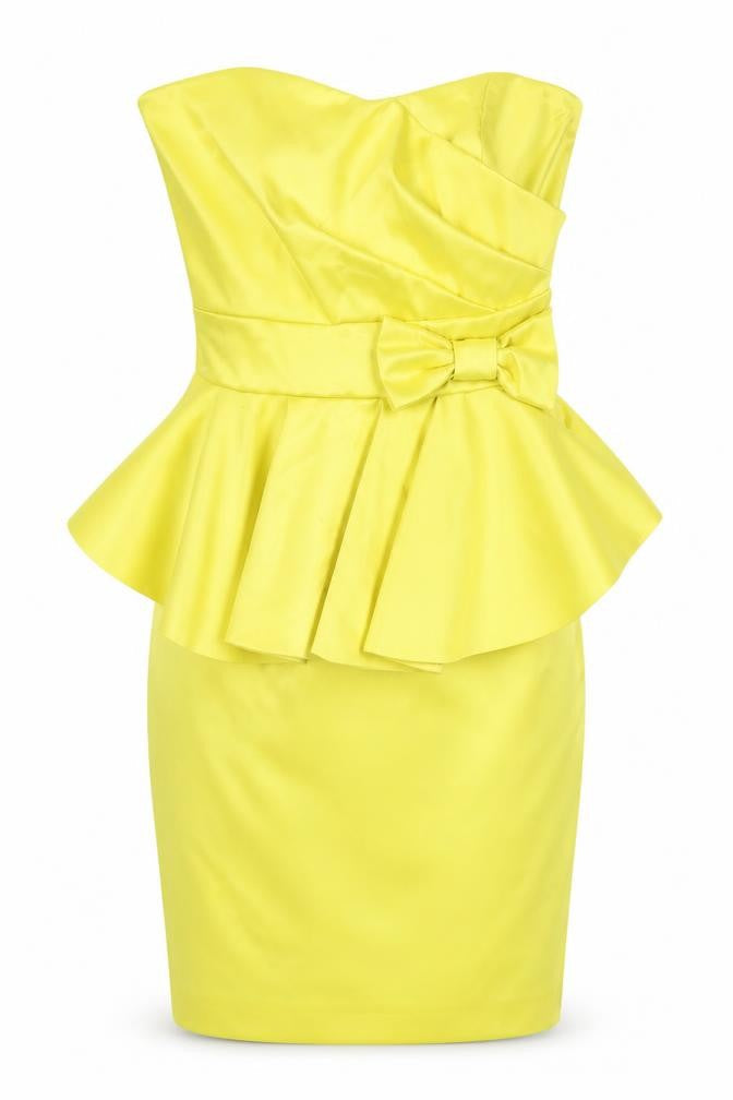 Bay Women's Yellow Strapless Peplum Pencil Dress - Size 6