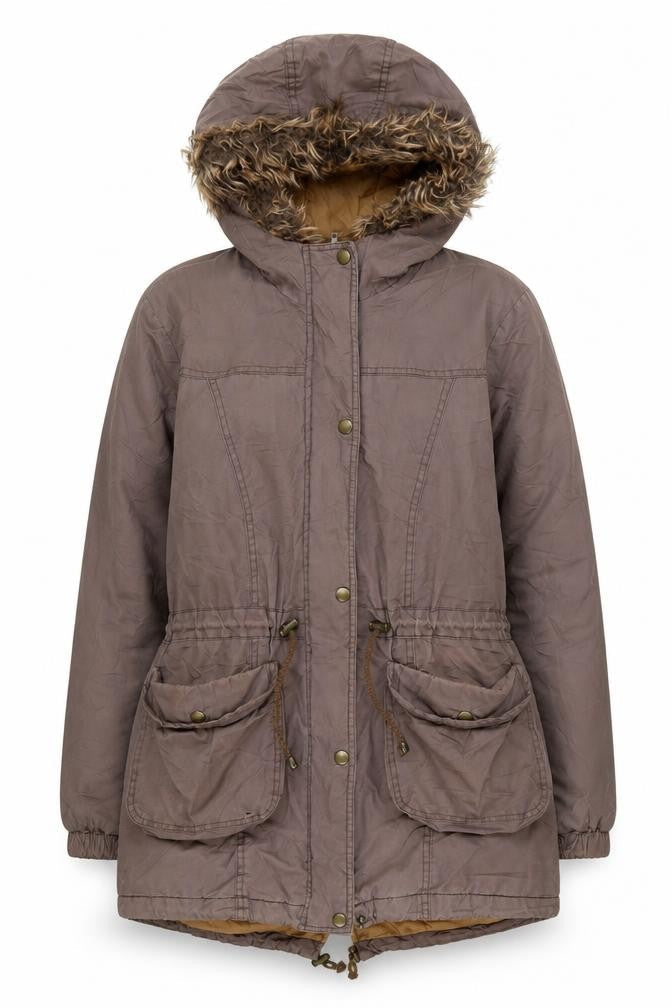 Outerwear Premium Collection Women's Brown Parka Jacket