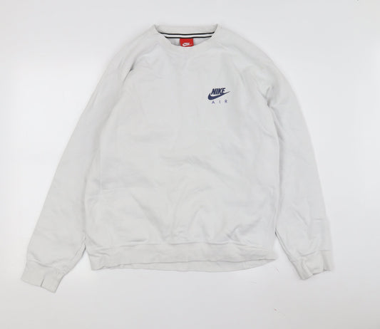 Nike Men's White Pullover Sweatshirt L - Classic Sports Style