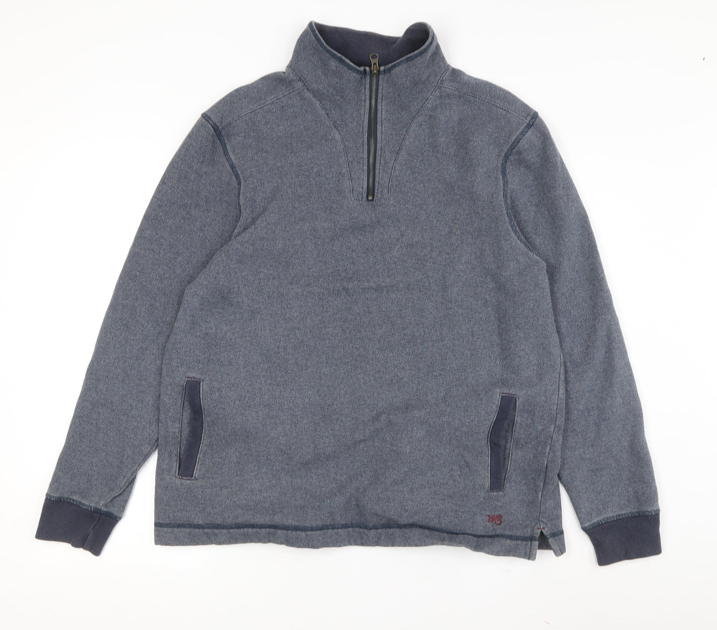 White Stuff Men's Grey Knit 1/4 Zip Sweatshirt M