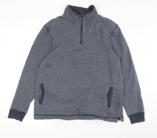 White Stuff Men's Grey Knit 1/4 Zip Sweatshirt M