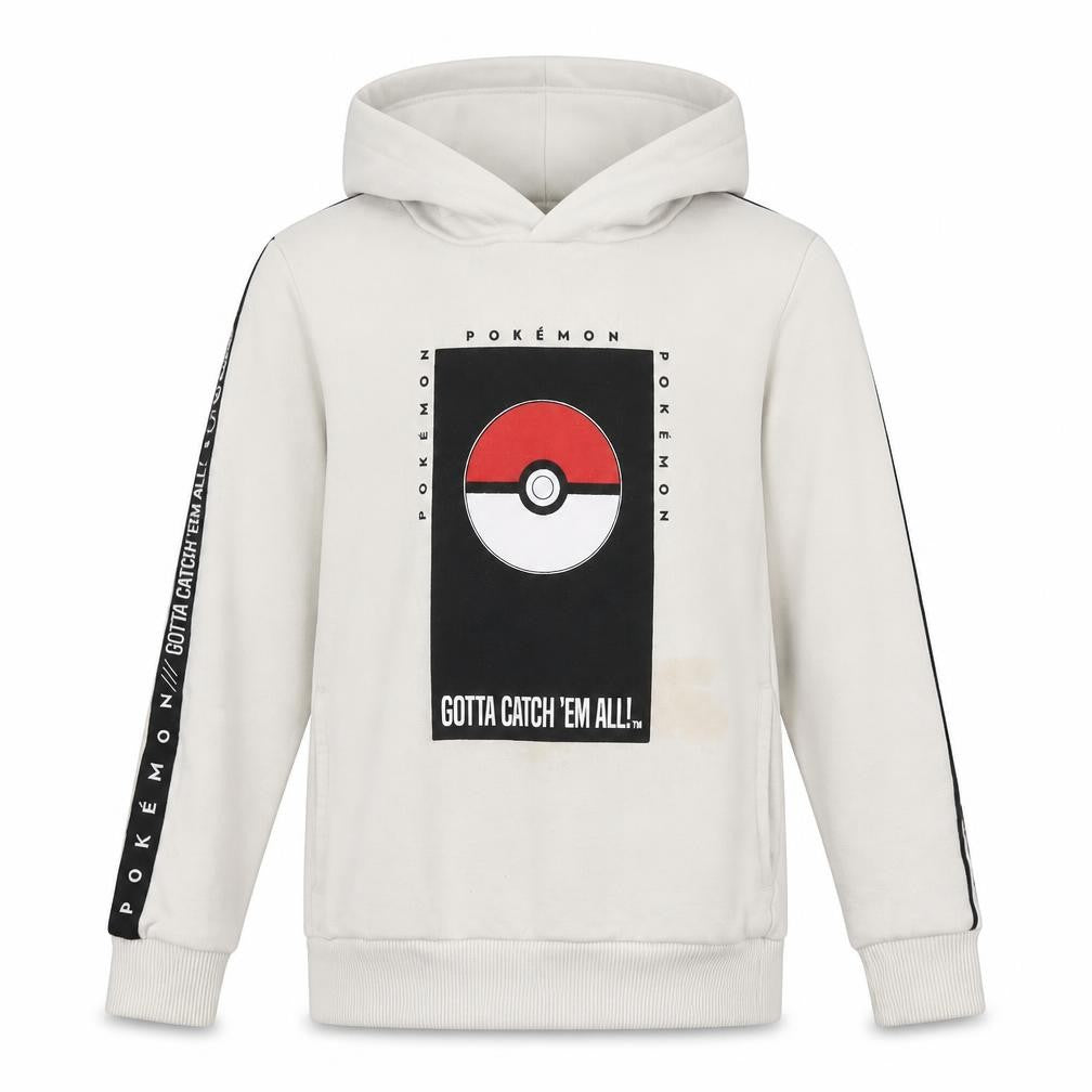Front view of Pokémon boys’ white hoodie 5-6 years pullover cartoon graphic