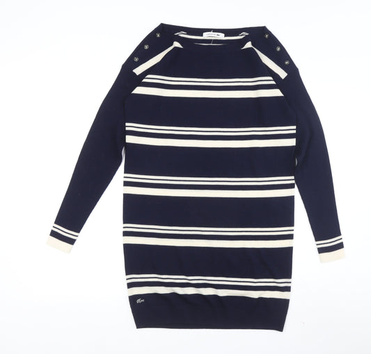 Lacoste Women's Blue Striped Wool Jumper Dress Size 8