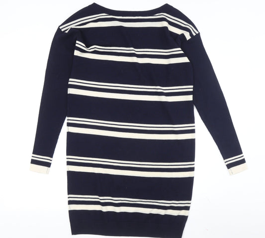Lacoste Women's Blue Striped Wool Jumper Dress Size 8