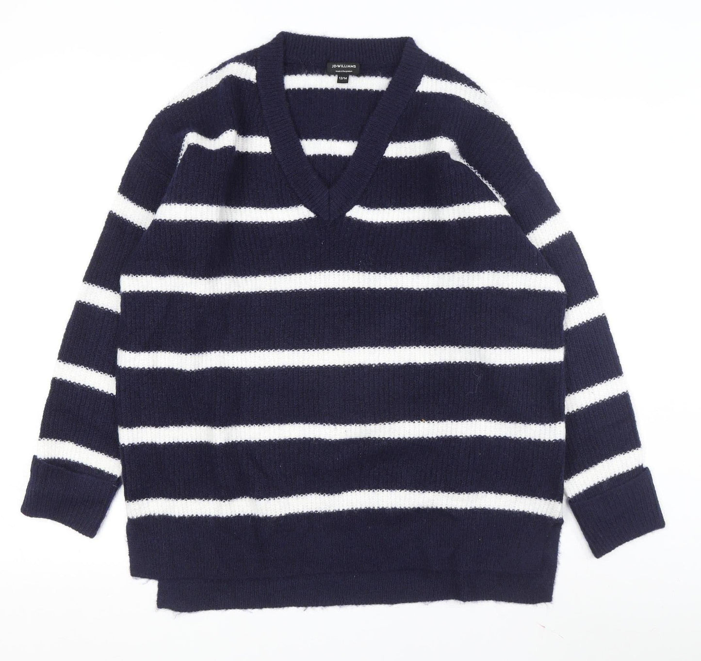 JD Williams Women's Blue Striped Pullover Jumper, Size 12