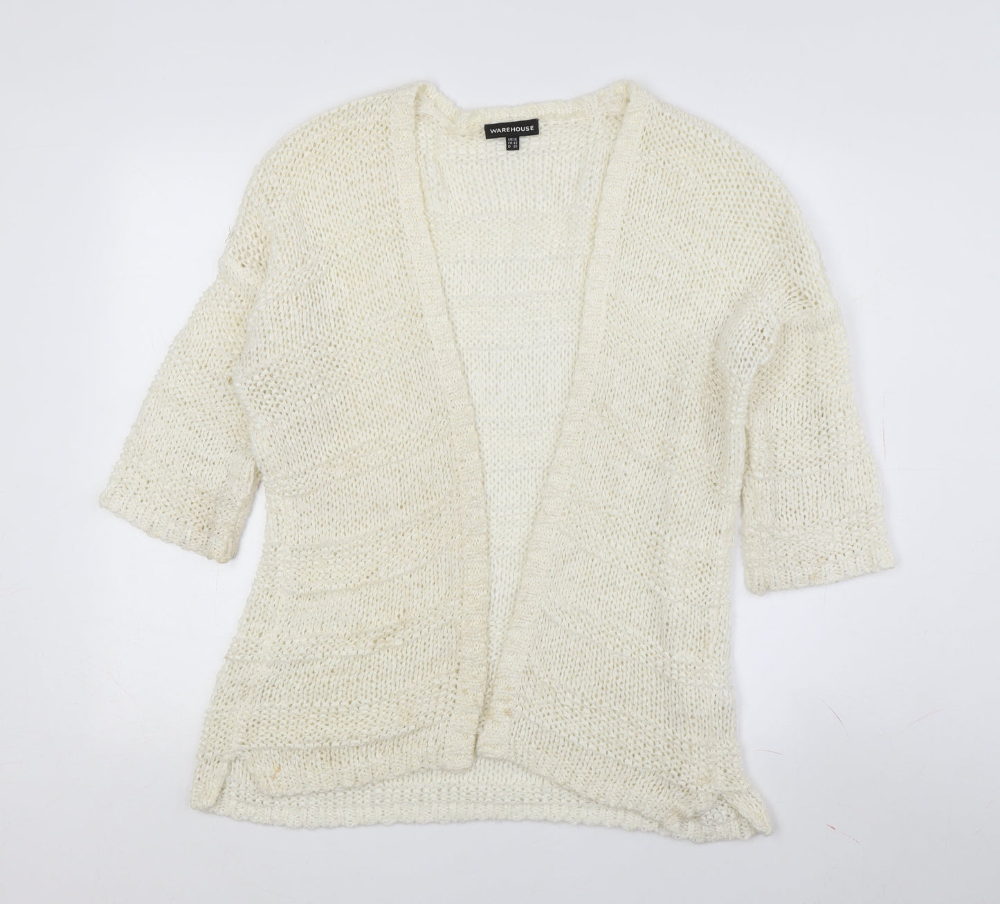 Warehouse Women's Ivory Cardigan UK 14 Chunky Knit