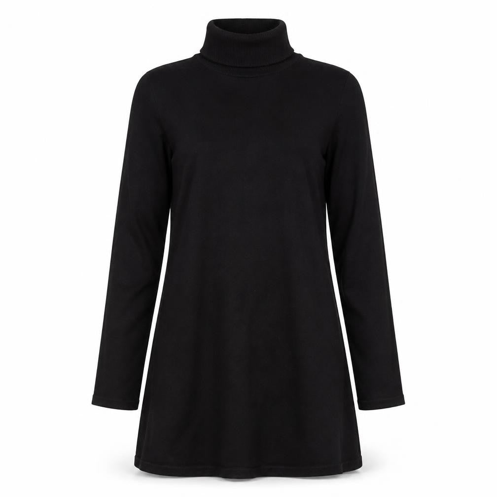 V by Very Black Roll Neck Knit Dress, Size 8 for Women