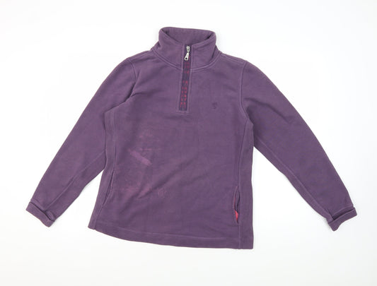 Fat Face Women's Purple 1/4 Zip Fleece Sweatshirt, Size 12