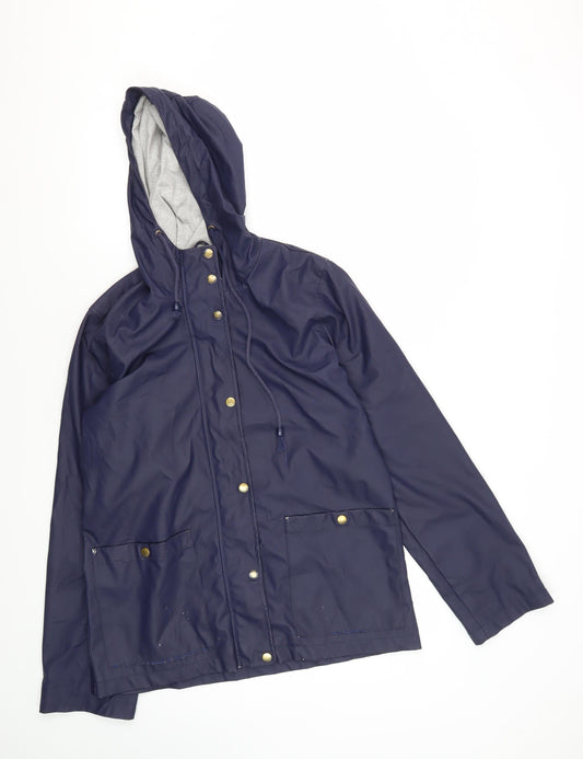 Firetrap Women's Blue Hooded Rain Coat Jacket Size 10