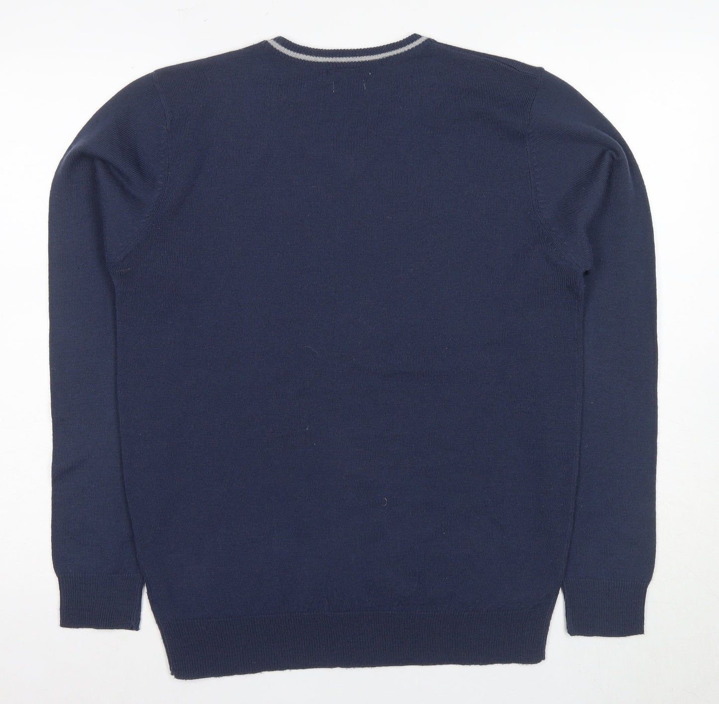 Il Gufo Men's Blue V-Neck Pullover Jumper M