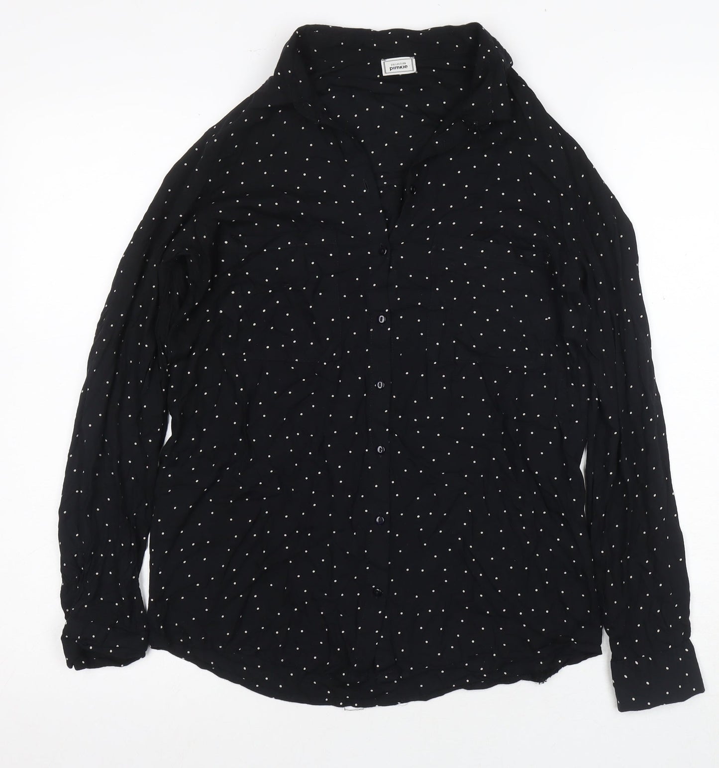Pimkie Women's Black Polka Dot Button-Up Shirt XS