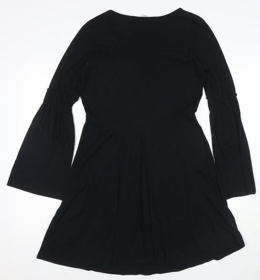 Red Herring Girls Black Floral A-Line Dress Size 12