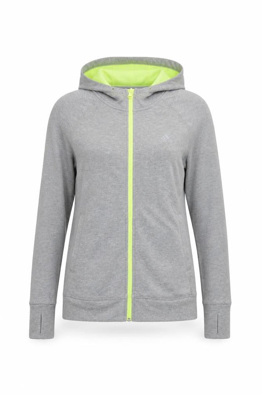 Womens UK S Regular adidas Grey Full Zip Hoodie