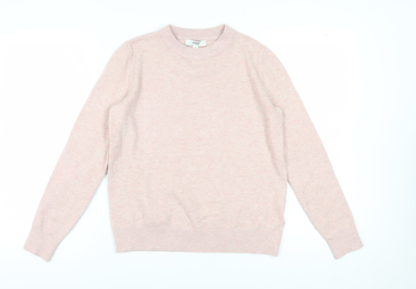 Marks and Spencer Women's Pink Crew Neck Pullover Jumper S