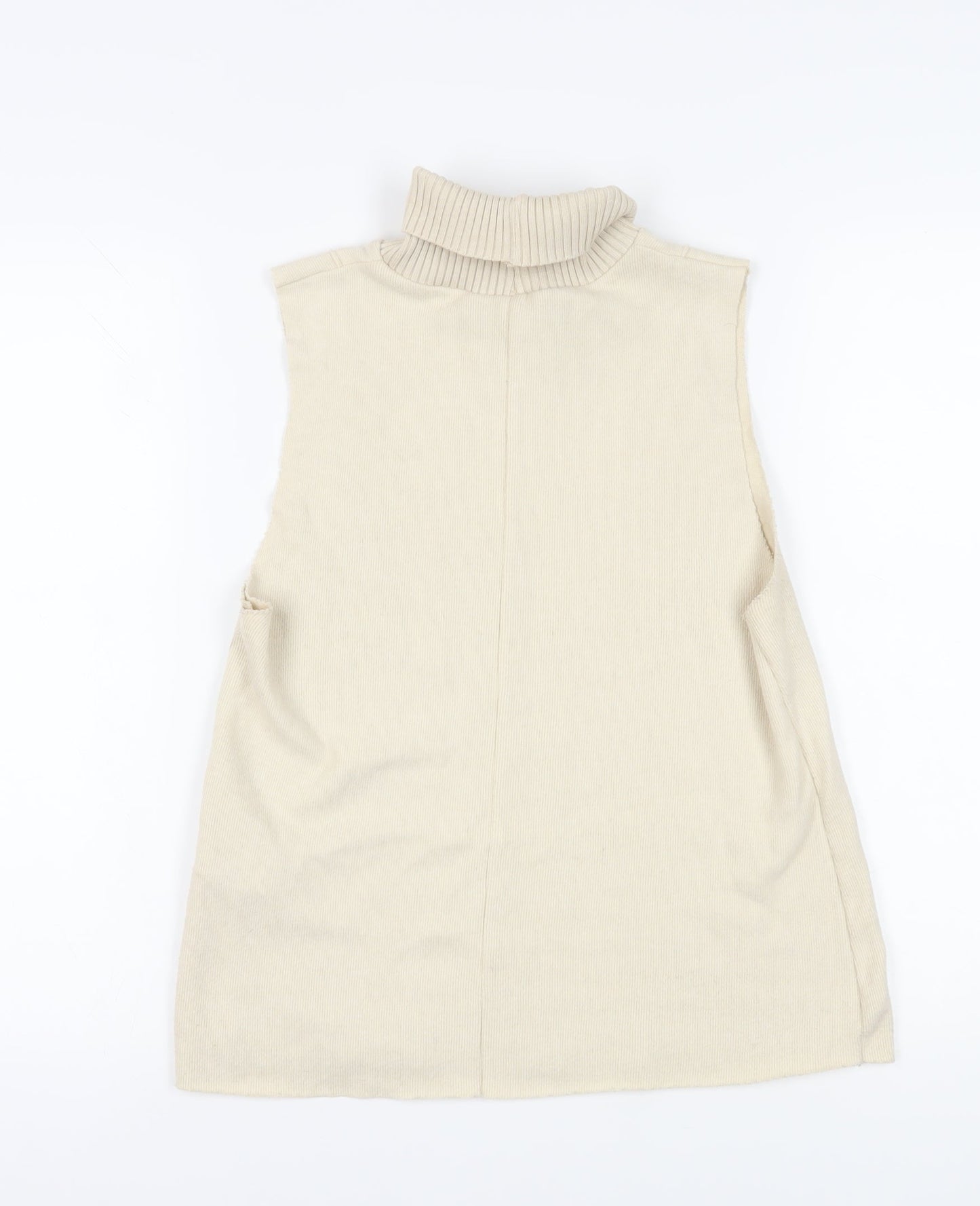 Zara Women's Beige Roll Neck Sleeveless Vest