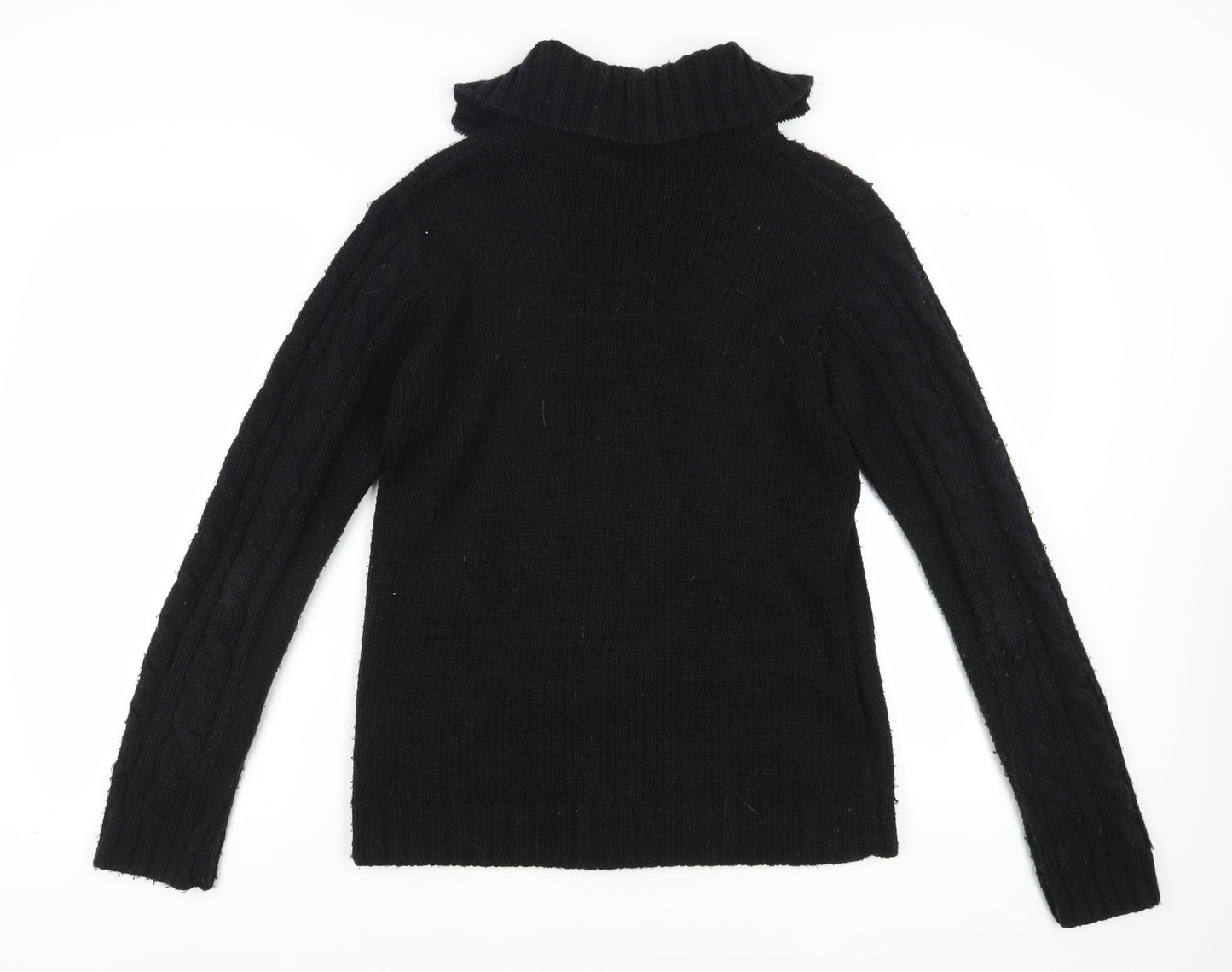 Zara Women’s Black L Cable-Knit Full Zip Jumper