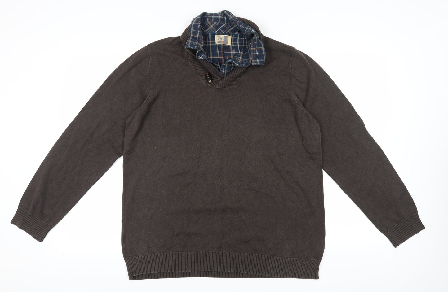 Marks and Spencer Unisex Brown XL Collared Pullover Jumper