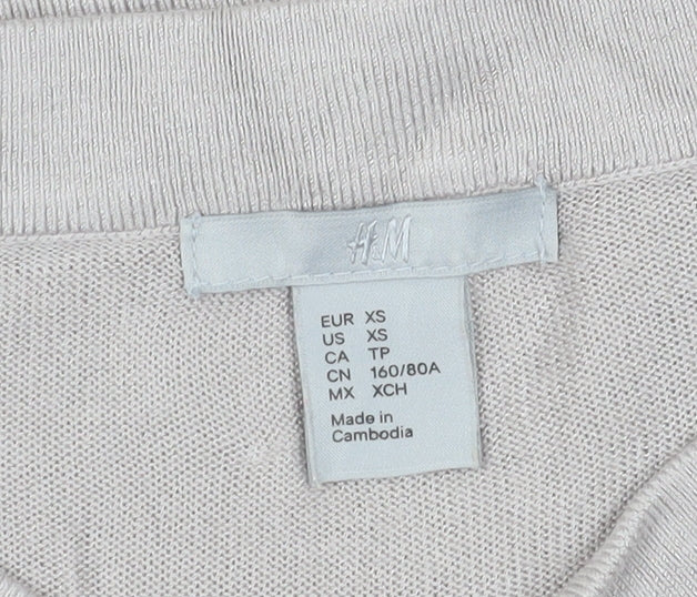 H&M Women's Beige Bow Neck Top XS