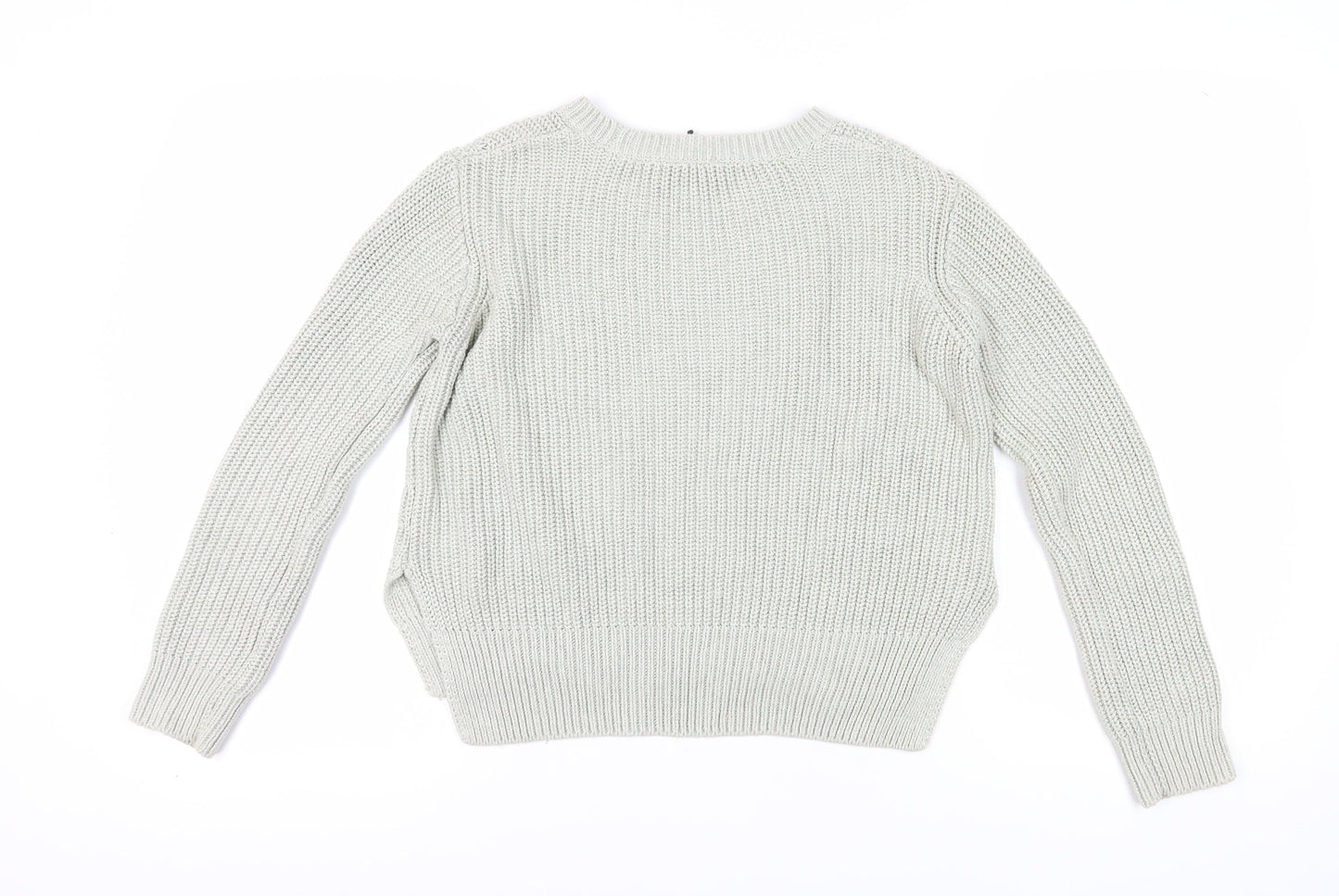 H&M Women's Grey Cable-Knit Crew Neck Jumper Size 12