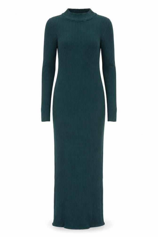 Monki Women's Green Midi Sheath Knit Dress XS