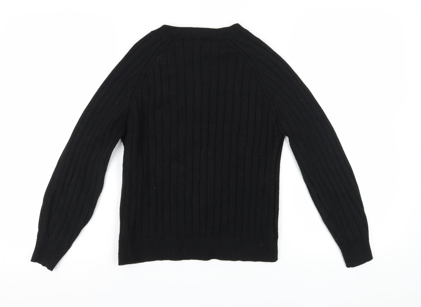 Next Women's Black V-Neck Cable Knit Pullover Jumper M