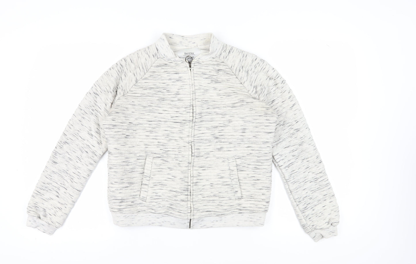 Bershka Women's Grey Full Zip Sweatshirt L
